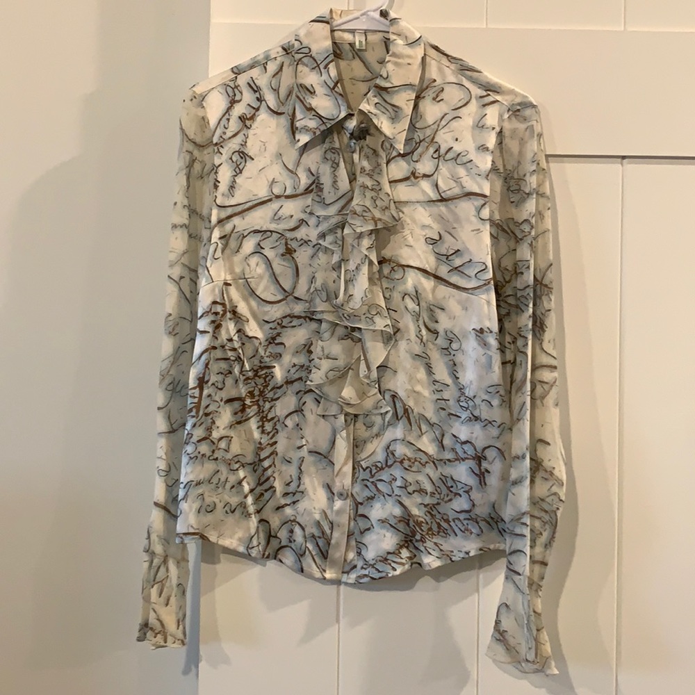 Escada Script Silk Blouse